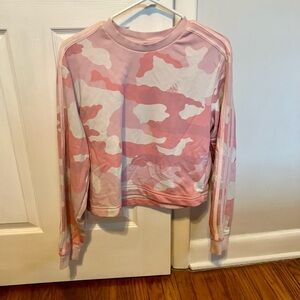 Adidas Pink and White Camouflage Sweatshirt S